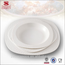 Servicio de mesa real para el hotel, placa cuadrada de la porcelana blanca de la cerámica blanca